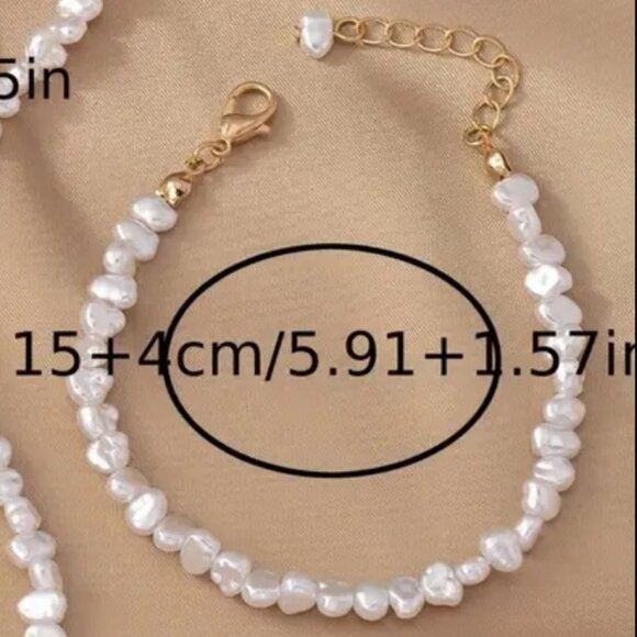 NEW TRENDY Chic Modern Minimalist Pearl Gold 18k Bracelet - Picture 3 of 3